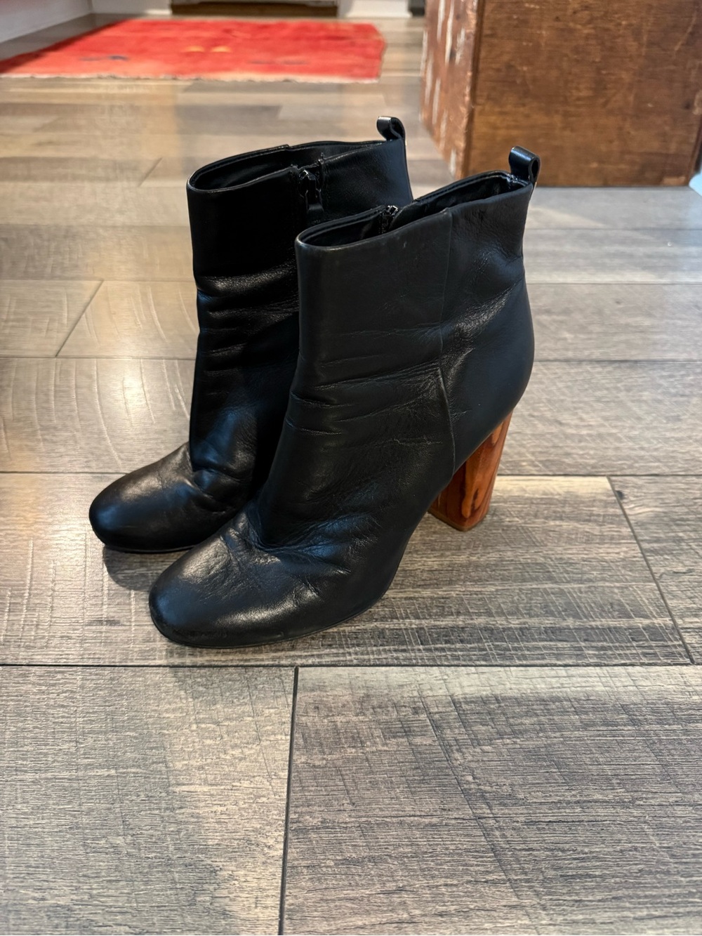Tory Burch Leather Block Heel Booties - Picture 3 of 7